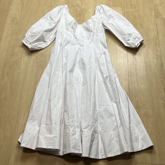 STAUD Swells stretch-cotton midi Dress white, size 14 - Picture 6 of 10
